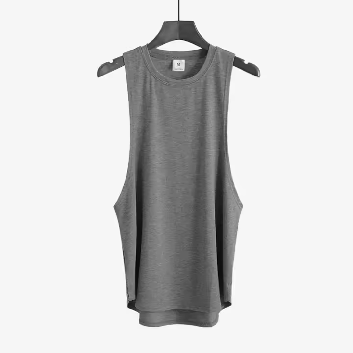 Chaleco Transpirable Para Hombre Color Sólido Verano Estilo Casual Cuello Redondo Absorbente De Humedad T-Shirt Deportiva - 1