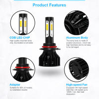 2pcs Luces LED Para Coche 4 Lados 9005/HB3 9006/HB4 H4 H7 H11 H13 9004 9007 Blanco 6000K Azul Hielo 8000K 26000LM 360 Ángulo De Haz - details 4
