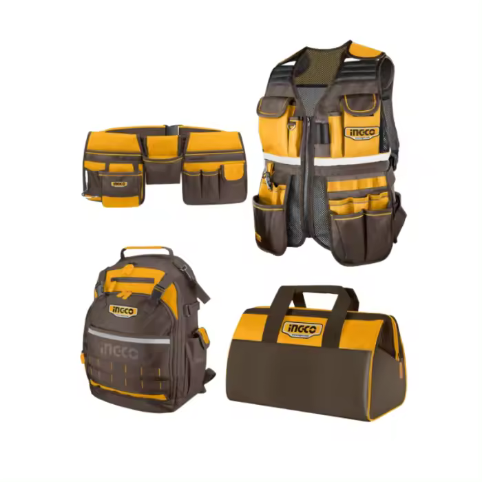 CONJUNTO 4 PORTAHERRAMIENTAS (CHALECO+MOCHILA+BOLSO+CINTURÓN) INGCO - 1