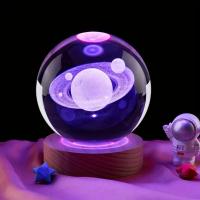 Bola De Cristal Solar Sistemas 3D Decoración Luz Nocturna Pequeña Regalo Para Mujer Y Amigas Base De Colores Variados - details 3