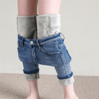 Jeans Térmicos Para Mujer Invierno Nieve Cálido Grueso Vaqueros Delgados Con Felpa Estilo Retro Azul Pantalones Largos Casual - details 18