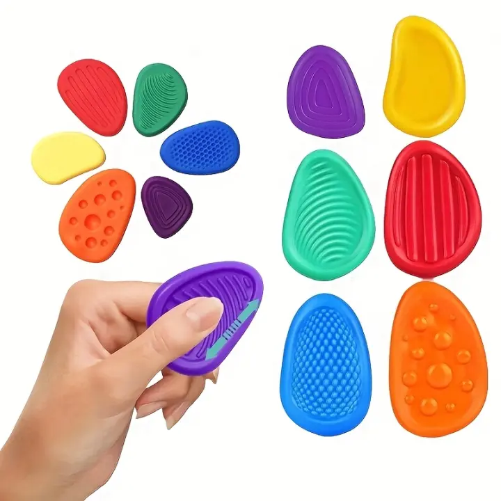 6pcs Piedras De Silicona Para Relajación Diseño Antigobble Duraderas Y Seguras Herramientas Portátiles Para Alivio Del Ansiedad Para Uso En Hogar Y Oficina - 1