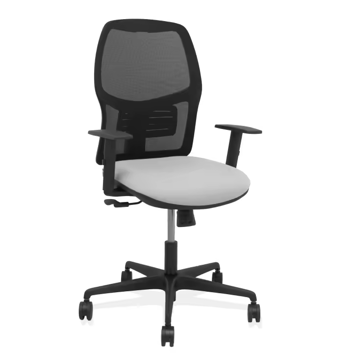 Silla Alfera sincro malla negra bali gris claro brazo regulable - 1
