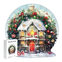 Rompecabezas De Madera Navideño Para Casa Modelo 3D Exquisito Decoración De Fiestas Regalo Interactivo Para Familia Entretención Adultos A3 A4 A5 - details 1
