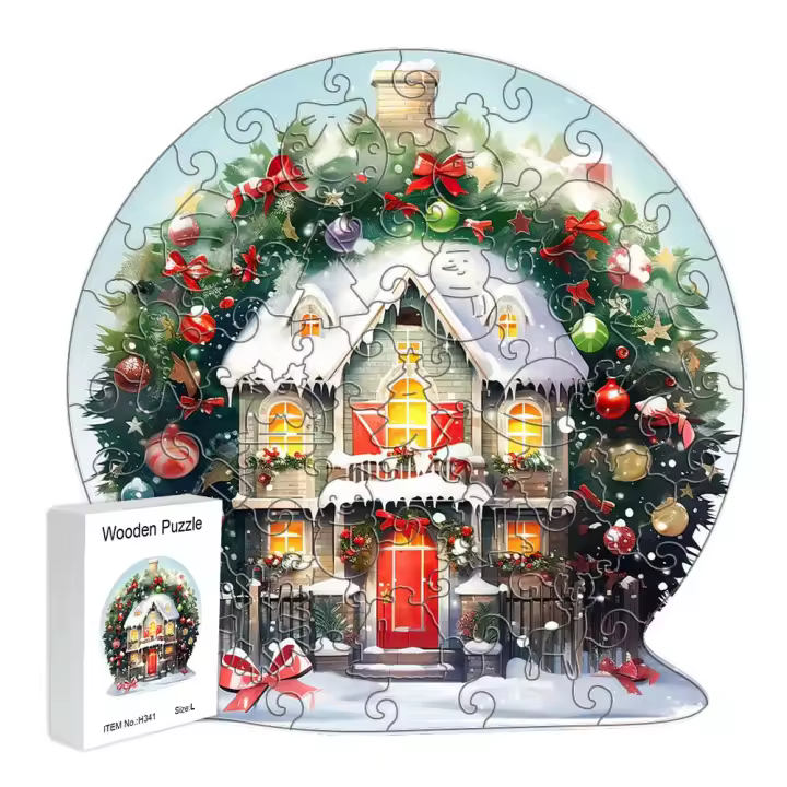 Rompecabezas De Madera Navideño Para Casa Modelo 3D Exquisito Decoración De Fiestas Regalo Interactivo Para Familia Entretención Adultos A3 A4 A5 - 1