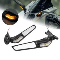 Espejos Lateral Rearview Ajustable Rotativo Con Luz LED Para Motocicleta Yamaha YZF R1 R6 R25 R3 Suzuki GSXR Aluminio CNC Vidrio Y Plástico ABS - details 0
