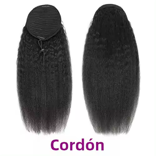C Cola De Caballo Brasileña Afro Rizada Y Lisa Con Cordón Extensions De Cabello Humano Natural Racily Hair 100% Remy Clip-In - 1