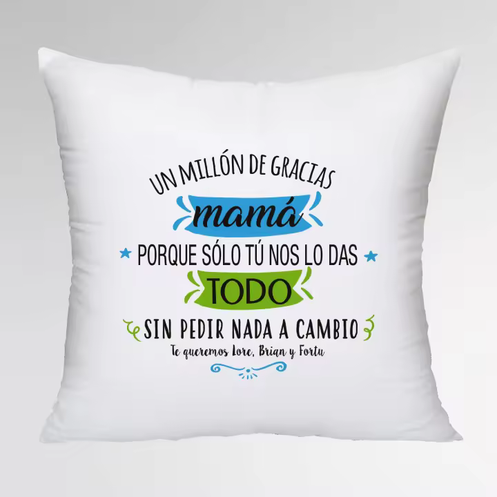 Cojín un Millón de Gracias Mamá con Relleno - Día del Padre, Día de la Madre, Cumpleaños, Aniversario, Comunión, Navidad, San Valentín - 1