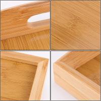HOGUITA-Juego de 2 Bandejas de Bambú Apilables Para Servir Con Asas, Bandejas De Madera Portátiles Para Desayuno, Comida, Café, Aperitivos o Decoración, Bandejas Resistentes y Elegantes Para El Hogar, Cocina o Uso Diario - details 2