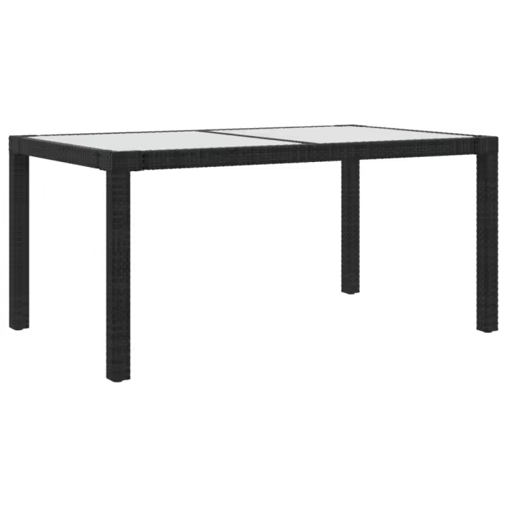 Mesa Jardín Vidrio sintético 150x90x75 cm Negro - 1