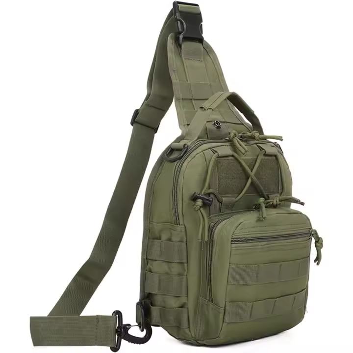 Bolso táctico de pecho para hombre, mochila de hombro cruzada, riñonera deportiva militar impermeable para exteriores - Bolsillo para teléfono, GenericA - 1