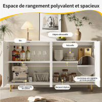 Gabinete de Comedor independiente 140x40x85,9 cm | Diseño Único con Puertas Personalizados | Pitas Metálicas Durables y Estables | Amplio Espacio de Almacenamiento para Sala de comedor - details 4