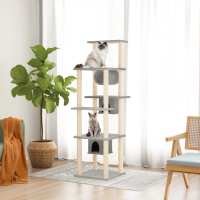 vidaXL Rascador para gatos con postes de sisal 169 cm torre para gatos Color Crema,  Gris claro,  Gris oscuro y mas - details 1