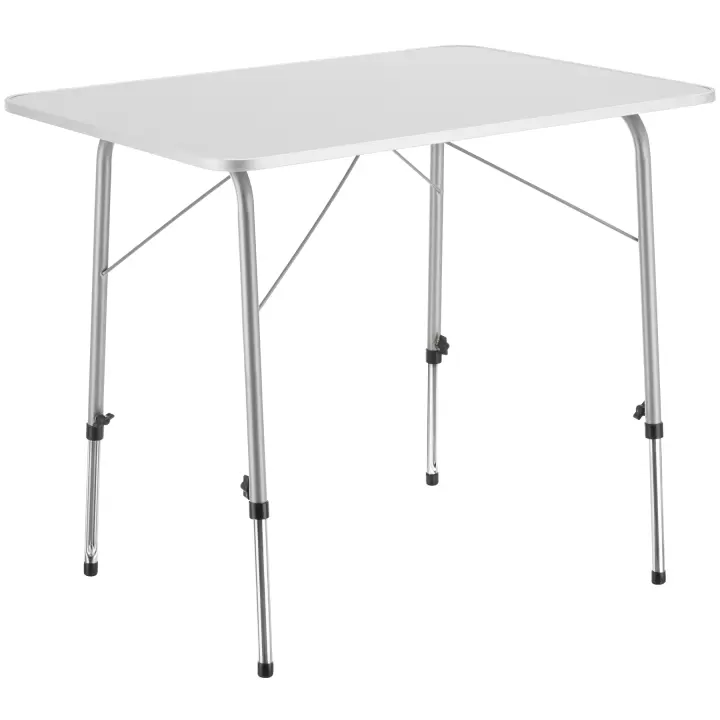 Tectake - Mesa de camping JULIAN,  80 x 60 x 68, Patas ajustables en altura 50 – 68 cm, Plegable, Fácil de limpiar, Protección de aluminio, Mesa portátil, Almacenamiento compacto, Transporte sencillo, Mesa para pícnic, Gris - 1