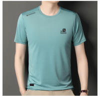 Camiseta De Hombre De Marca Alta Con Estampado De Letras Verano Nuevo Ice Silk Casual O-Neck Sin Costuras Transpirable Para Uso Diario - details 6