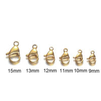 25Pcs Abrazaderas De Langosta De Acero Inoxidable Dorado Negro Para Fabricación De Joyas Accesorios Para Collares Y Pulseras DIY Tamaños 9/10/11/12/13/15MM - details 2