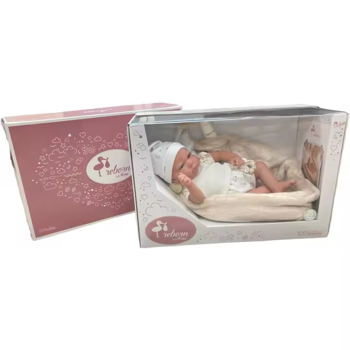 Muñeco Reborn 40 cm. Aday Beige con Capazo Tela Arias 98124 Juguetes - 1