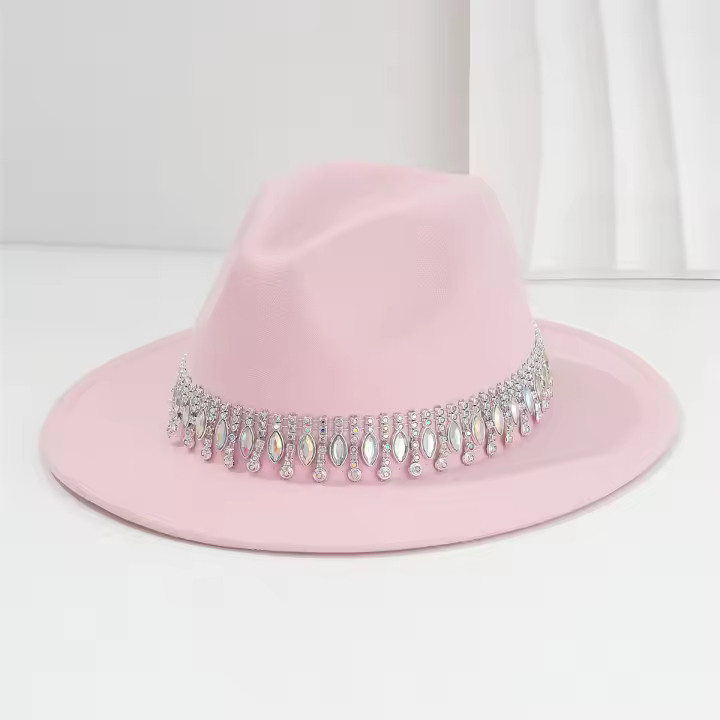 Sombrero De Jazz Elegante Para Mujer Con Borde Plano Y Tulipán De Cuentas Brillantes Para Bodas Y Fiestas - 1