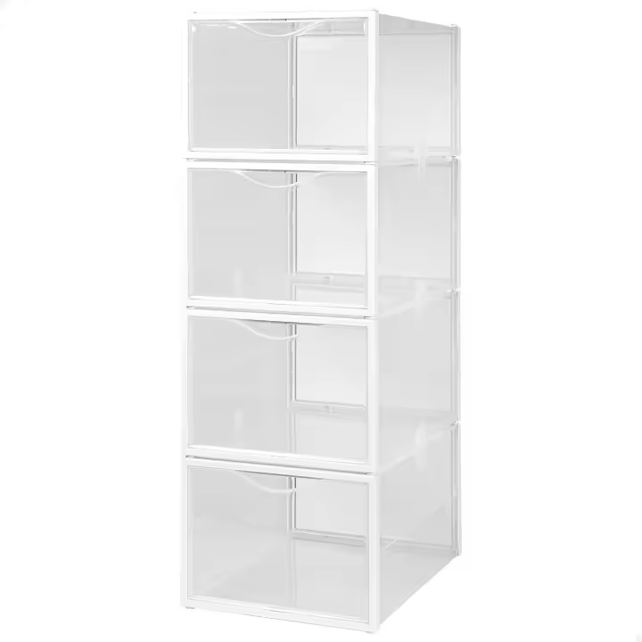 Cajas de almacenamiento de zapatos apilables y antivuelco para hogar, Cajas de zapatos plástico, Juego de organizadores de almacenamiento, Caja zapatero plástico, Organizador de zapatos apilable, Caja de zapatos transparente - 1