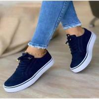 Zapatos Casuales Para Mujer 2024 De Punta Redonda Y Bajo-Troque Vulcanizado Cómodos Zapatos De Caminar Con Cordones Versátiles - details 5