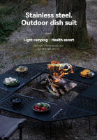 Juego De 4/8 Piezas De Platos Y Tazas De Acero Inoxidable Para Camping Durable Para Picnic Al Aire Libre Contenedor De Alimentos Viaje - details 0