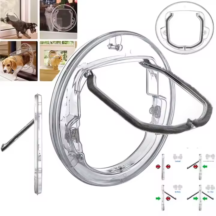 Puerta De Seguridad Para Perros Y Gatos Con Ventana De Cristal Deslizante Cerradura De 4 Maneras Para Pupusas Y Gatitos Suministros Para Mascotas - 1