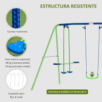 Outsunny Juego de Columpios de Jardín de Metal con Altura Ajustable Columpios para Niños de +3 Años con Columpio Doble Balancín para Patio Terraza 280x140x178 cm Verde - details 5