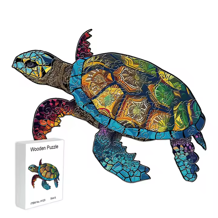 Puzzle De Madera En Forma De Tortuga Imagen Animal Decoración 3D Juego De Descompresión Regalo De Vacaciones Para Adolescentes Y Adultos - 1