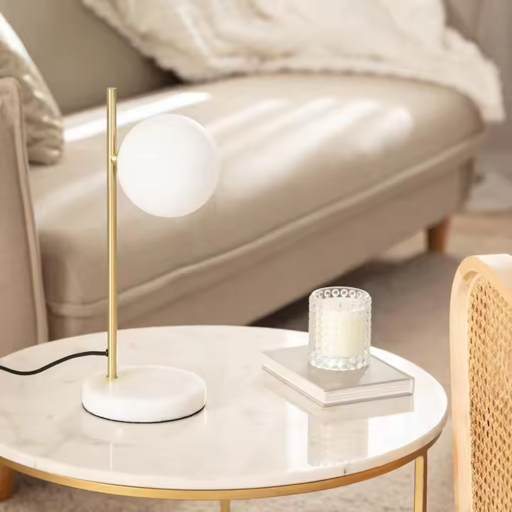 LEDKIA LIGHTING - Lámpara de Mesa Lune | Metal y Cristal | Estilo Moderno y Clásico | IP20 para Interior | Compatible con Bombilla G9, Blanco, Metal - 1