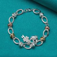 Pulsera de Plata de Ley 925 con Cierres de corazón, brazalete con Llave de Trébol, abalorio de joyería - details 3