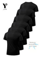 Camiseta De Hombre Ultra-Ligera Negra Con Cuello Redondo 6 Piezas Secado Rápido Transpirable Absorbedor De Sudor Para Fitness Gimnasio Y Ru - details 2