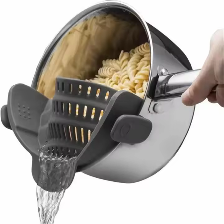1 unid, colador, colador de olla, clip ajustable en el colador para ollas sartenes y cuencos, colador de olla de cocina - 1