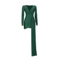 Vestido De Noche Elegante Para Mujer Con Sequinias Y Cuello En V Manga Larga Vestido De Fiesta De Boda Miniatura A-Line - details 37