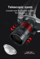 Linterna Frontal LED De Alta Potencia 900W 3000000LM Con Luz De Pesca Al Aire Libre Recargable Por USB Y Zoomable Para Camping Y Trabajo - details 5