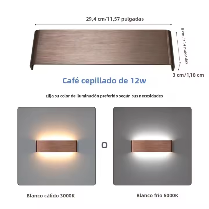 Lámpara De Pared LED 12W Para Interior En Oro/Café Luz Moderna Con Iluminación Versátil Para Cocina Comedor Dormitorio Estudio Baño Instalación En La Pared - 1