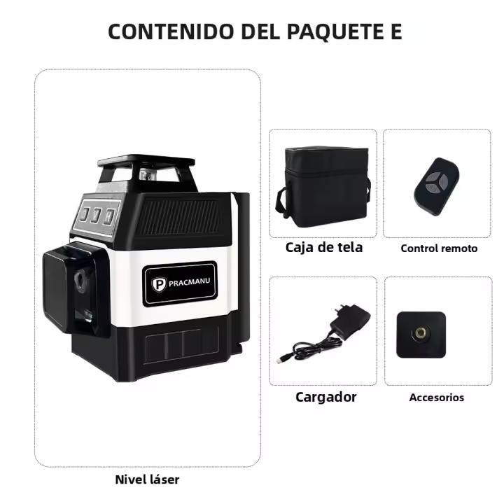 Pracmanu Mini Nivel Láser 12 Líneas 3D Nivel Automático 360° Horizontal Y Vertical Líneas De Láser Verde Para Construcción Y Jardinería - 1