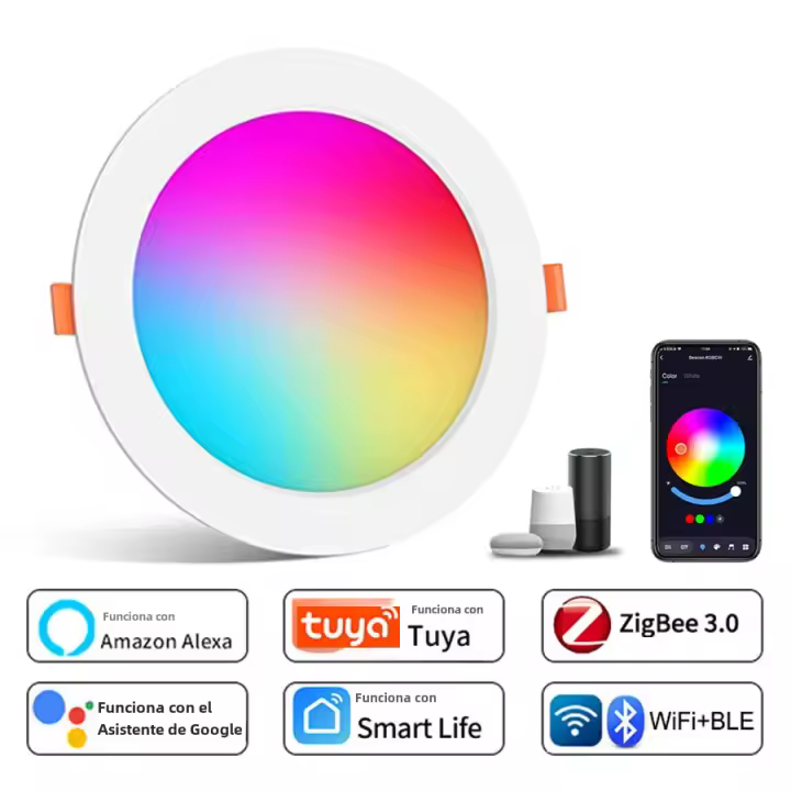 Amasun Luz De Pared Inteligente WiFi LED Zigbee Regulable Redonda Cambio De Color Control Por Voz Alexa Google Home 5W 7W 10W 15W - 1