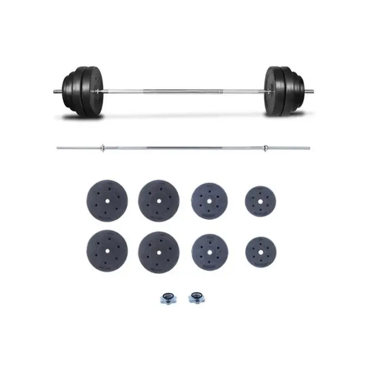 Fitness Tech Set de Pesas Barra Olímpica de 35kg a 120kg Peso libre - 1