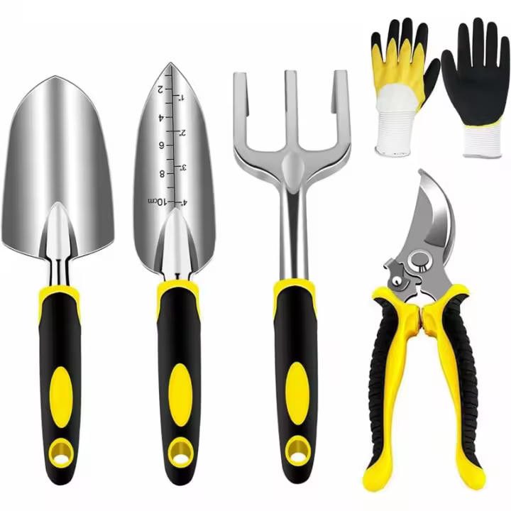Herramientas de jardinería, herramientas de jardinería para adultos con podadora, pala, paleta, trasplantador, rastrillo de mano, guantes - Sunny - 1