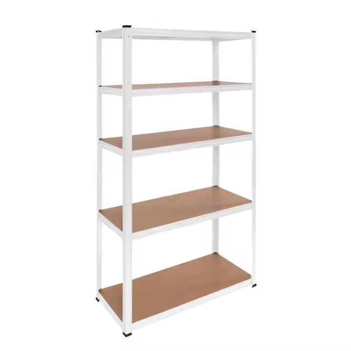 Ociodual Estantería Metálica Essential Blanco, Ideal para Hogar, Garaje, Cocina, Oficina, Multiusos, Almacenamiento Divisible, Sin Tornillos, 875kg, 5 Baldas MDF, 180 x 90 x 40cm - 1