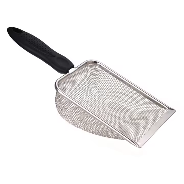 Herramienta De Limpieza Para Mascotas Cuchara De Acero Inoxidable Para Excremento Red De Arena Para Gatos Y Reptiles Cuchara De Feces Mesh Screen - 1
