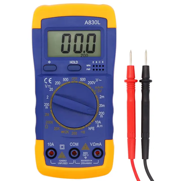 Multimetro Digital Profesional, Voltímetro Amperímetro Ohmímetro Probador Voltaje Multicomprobador AC/DC con Retroiluminación LCD, Ideal para Electricista, Laboratorio y Fábrica, M2 Tec - 1