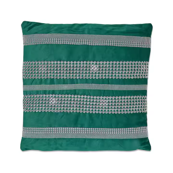 Cojín Verde Greca Bolitas 45x45 con Relleno Suave y Cómodo - 1