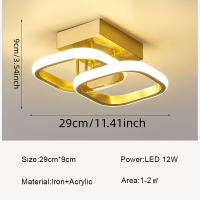 Lámpara De Techo Nórdica Creativa Para Pasillo Puerta Del Balcón Entrada Porche Dormitorio Cristal Moderna Simple Metal Dorado - details 1
