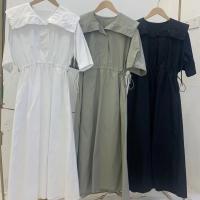 Vestido Largo Casual De Mujer REALEFT Vintage Primavera Verano Con Cuello Marinero Manga Corta Con Cordón Preppy Estilo Suéter Polyester - details 9