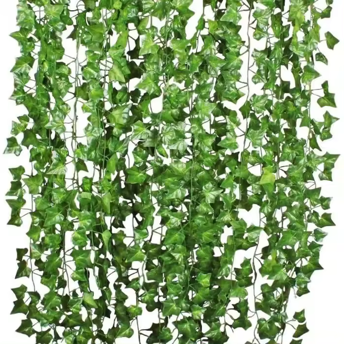 12 piezas * 2 m Planta de hiedra artificial Guirnalda de hojas de follaje artificial para exterior Decoración para boda Balcón Cocina Jardín - 1