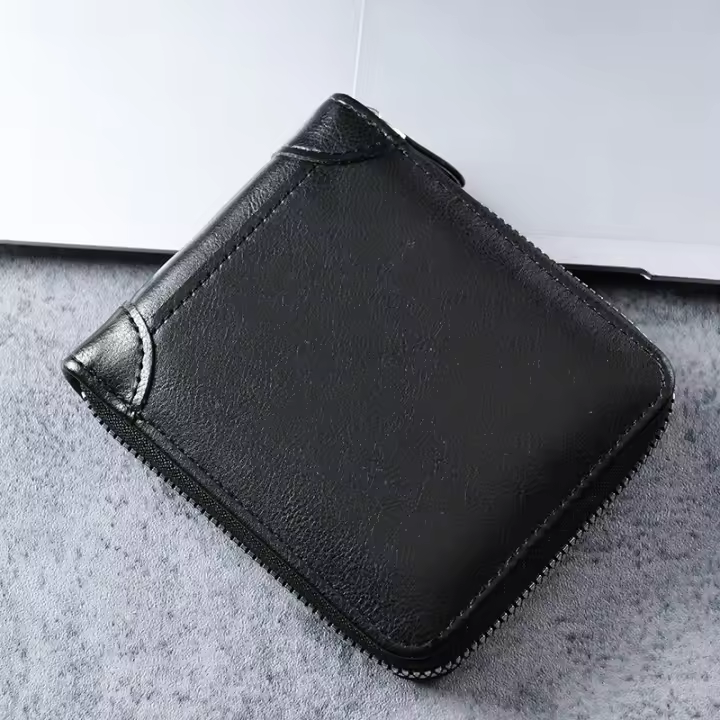 Cartera de Cuero para Hombre with Bloqueo RFID y Cremallera - Estilo Vintage y Compacta with Bolso para Monedasy Tarjetas-Cartera plegable con 8 Ranuraspara Tarjetas-Regalo Ideal para Hombres - 1