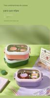 Caja de almuerzo, caja de almuerzo térmica duradera hecha de acero inoxidable, segura, portátil para oficina (verde) - details 6