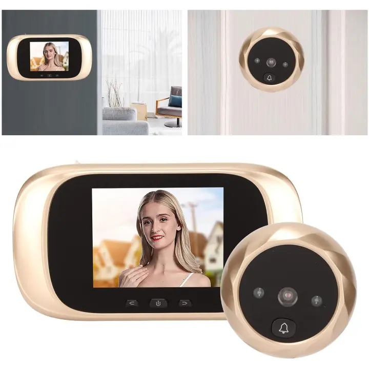 Timbre digital with LCD color pantalla, 2,8 ", mirilla Electrónica de 90 °, para Puerta - 1