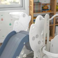AIYAPLAY Juego de Tobogán y Columpio para Niños 3 en 1 Columpio para Niños de 18-48 Meses Tobogán para Bebés con Aro de Baloncesto Carga 30 kg 150x185x92 cm Blanco y Azul - details 4